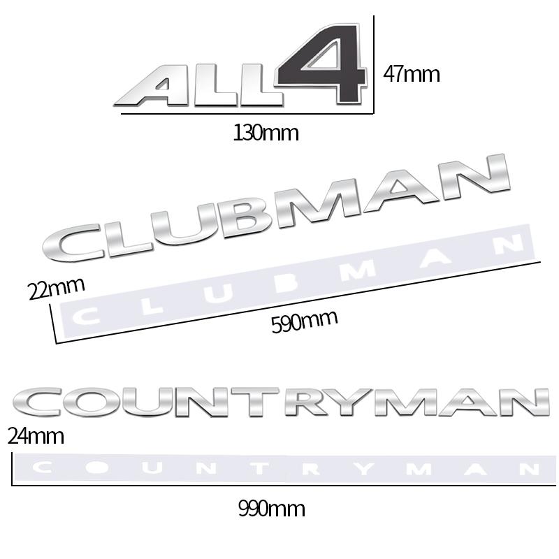 Bright Black 3D Metal Car Letter Rear trunk Decals Emblem Badge sticker For Mini Cooper R60 F60 R55 Countryman Clubman ALL4 Logo