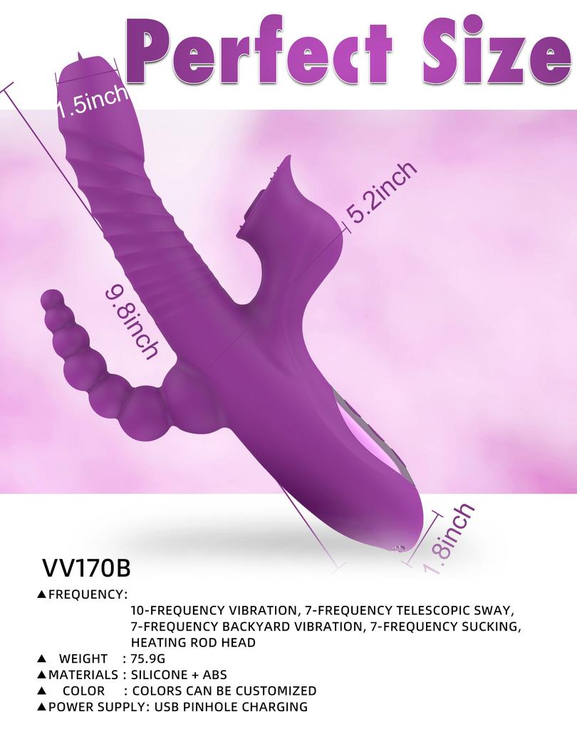 Powerful Thrusting 3 IN 1 G-Spot Vibrator Female Clitoris Anal Vacuum Stimulator Sucking Heating G Spot Dildo Sex Toy for Women