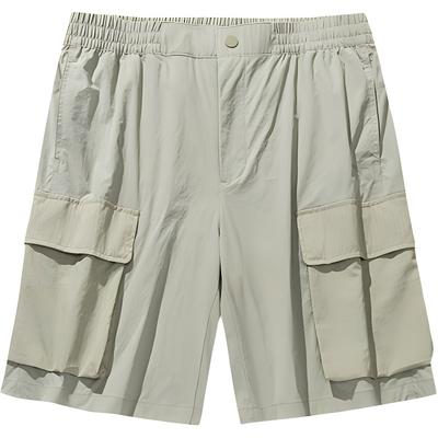Serie Exterior Casual Simple Color Sólido Corte Holgado Pantalones Cortos Deportivos Pantalones Cortos para Hombre Gris Flotante 152526505-1