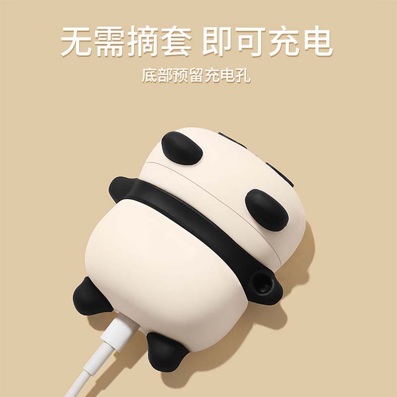 Cute Lying Panda Headphone Case For AirPods 4 (2024) Airpod Pro 1 2 3 Bluetooth Earbuds Charging Box Protective Earphone Cover