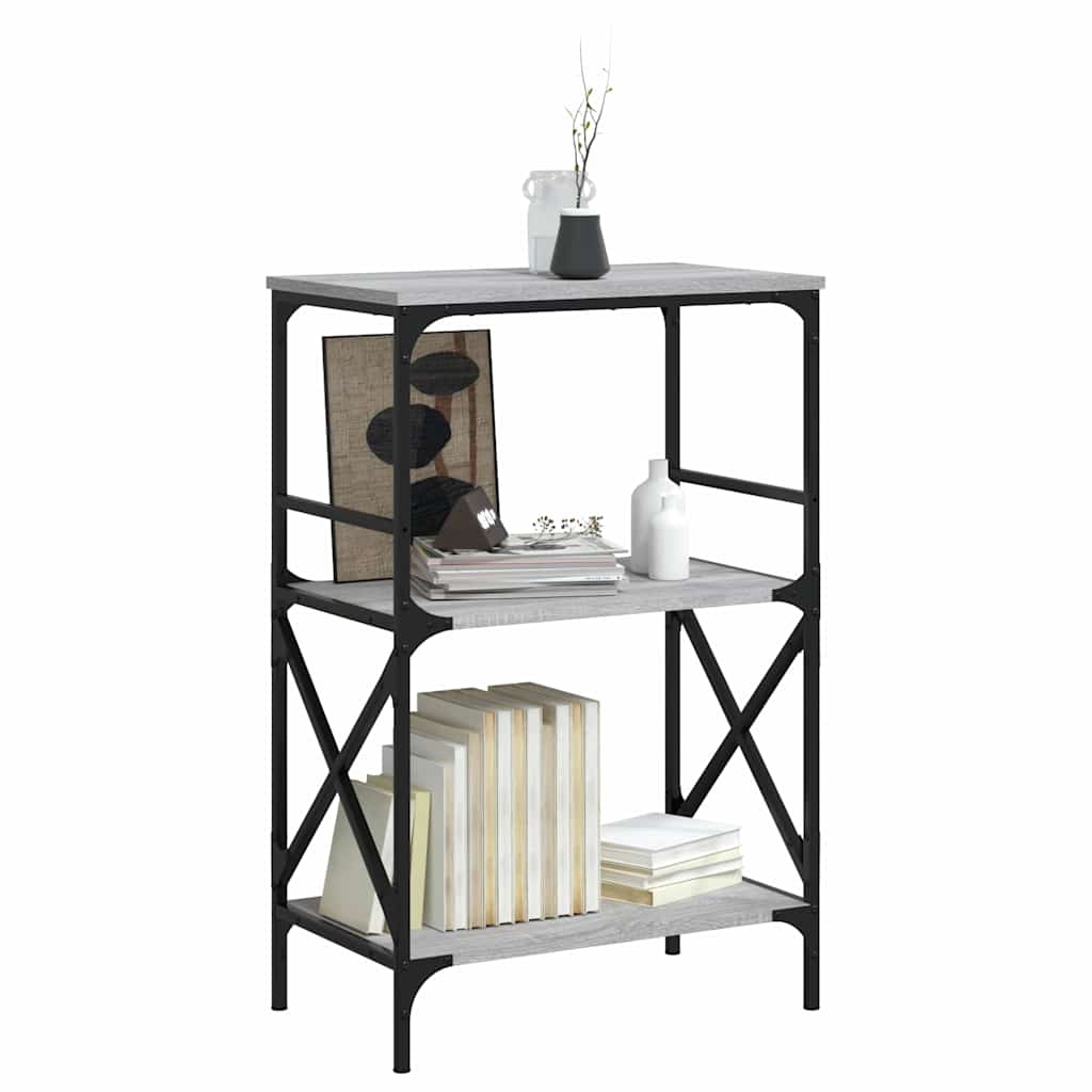 Bookshelf 3 Shelves Grey Sonoma 59 x 35 x 90.5 cm Engineered Wood