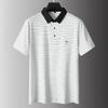 Dibinze Men's Plus Size Striped Ice Silk Polo Shirt