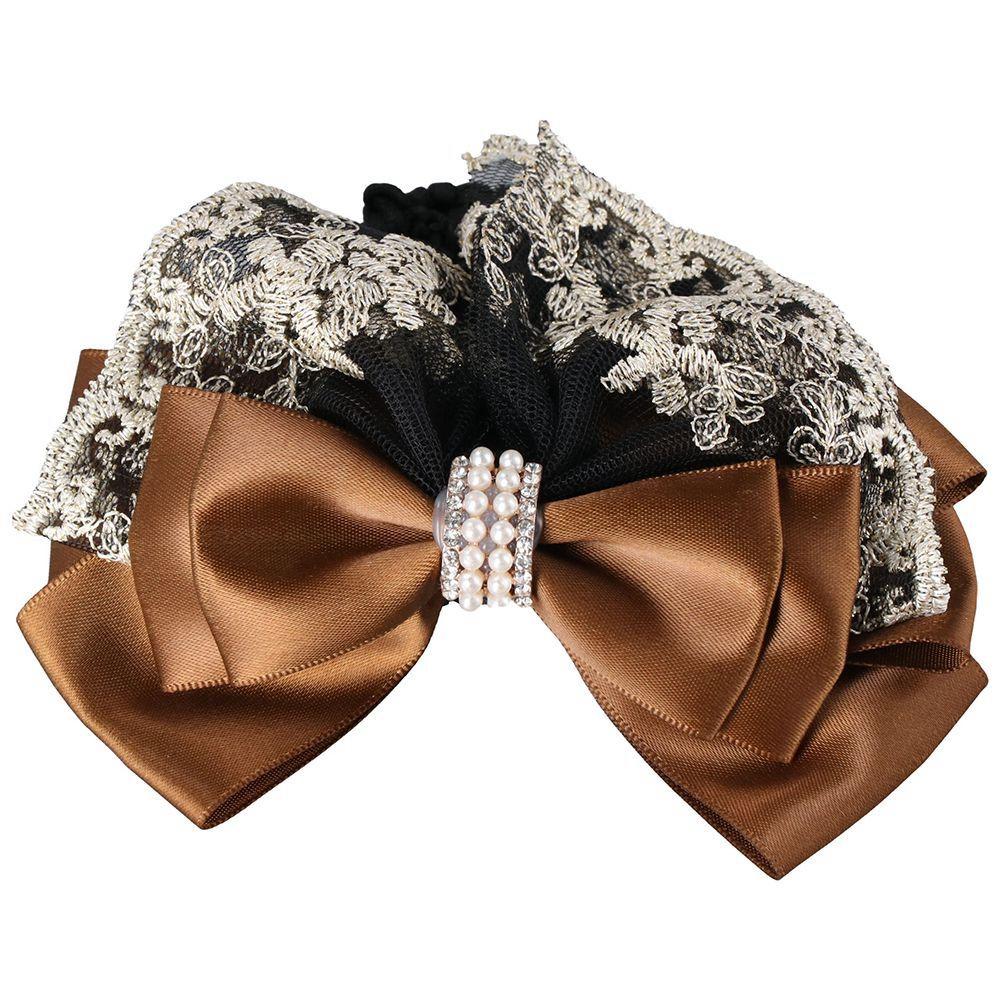 

Snood Fashion Floral Lace Hair Accessories Professional Lady Barrette Hairgrips Bow Hair Net Lace Bow Hair Clip кофейный