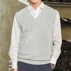 Sleeveless Loose Warm Sweater Vest Men Solid Color V-neck Pullover Waistcoat for Daily Wear