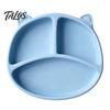 Non Slip Baby Plate Silicone Suction for Toddlers, Cute Bear Shape Unbreakable Divided Travel Feeding Toddlers Bowl, Tray Infants And Kids