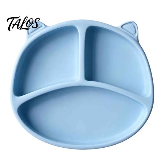 Non Slip Baby Plate Silicone Suction for Toddlers, Cute Bear Shape Unbreakable Divided Travel Feeding Toddlers Bowl, Tray Infants And Kids