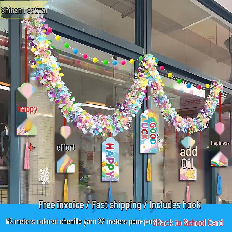 School Tinsel Garland Bunting for Classroom Decoration and Activities