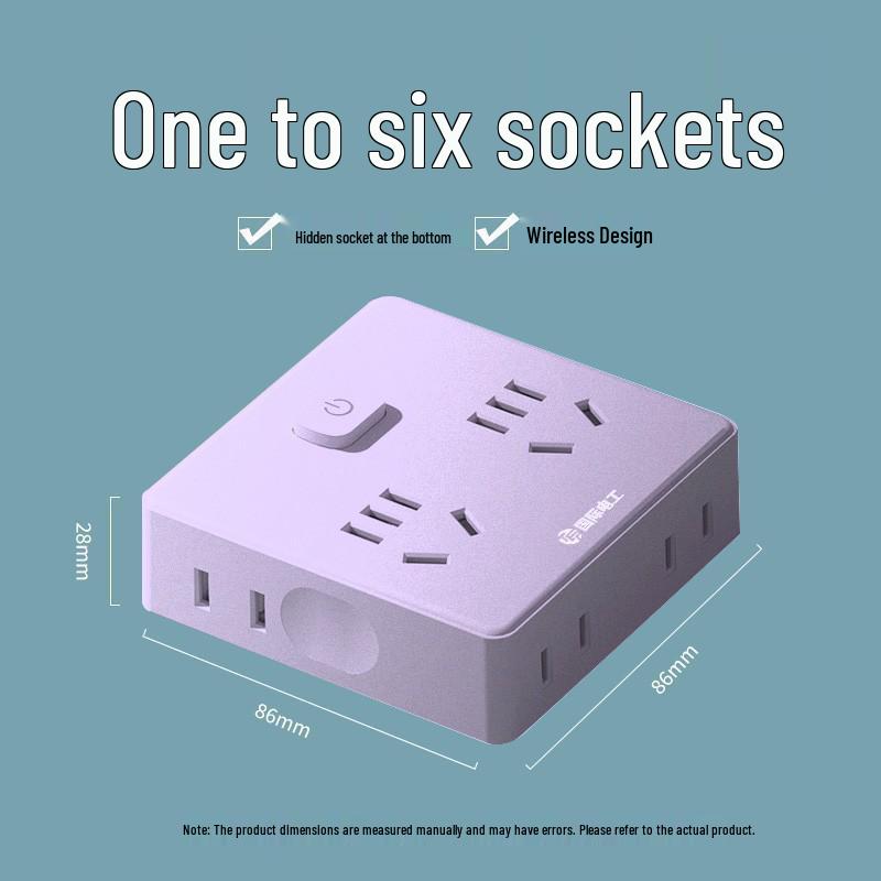 Multi-Socket Power Strip Extension Cord: 1-to-3 Outlet Converter