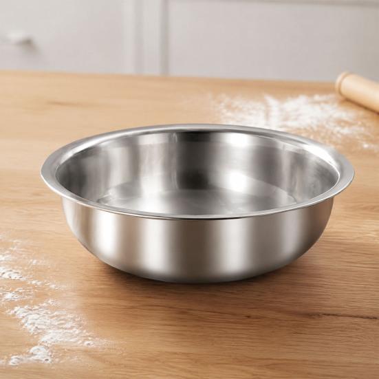 Large Capacity Dough Kneading Basin Stainless Steel Mixing Bowl, Kitchen Prep Bowl for Baking Washing Vegetables, Heavy Duty Home Flat Bottom Soup Pot