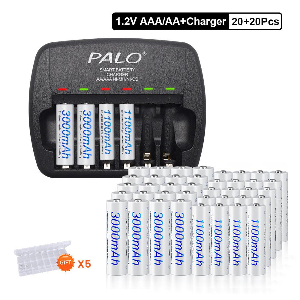 PALO Battery Charger +1.2V AA AAA Rechargeable NIMH Battery AA AAA NIMH Battery for Flashlight Toy