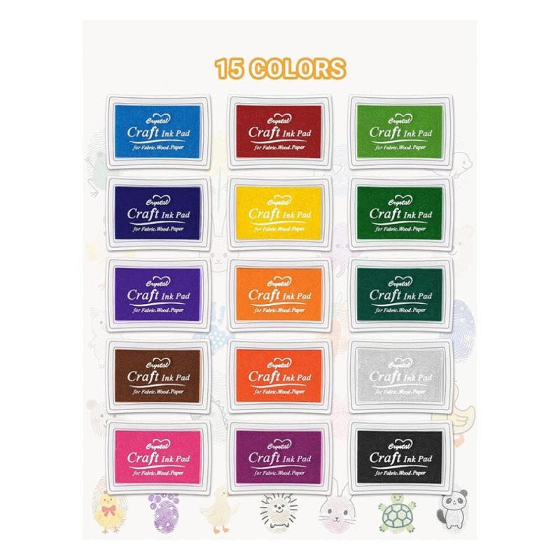 15-teiliges Stempelkissen-Set für Kinder und Erwachsene – ideal für DIY-Projekte auf Papier, Holz und Stoff
