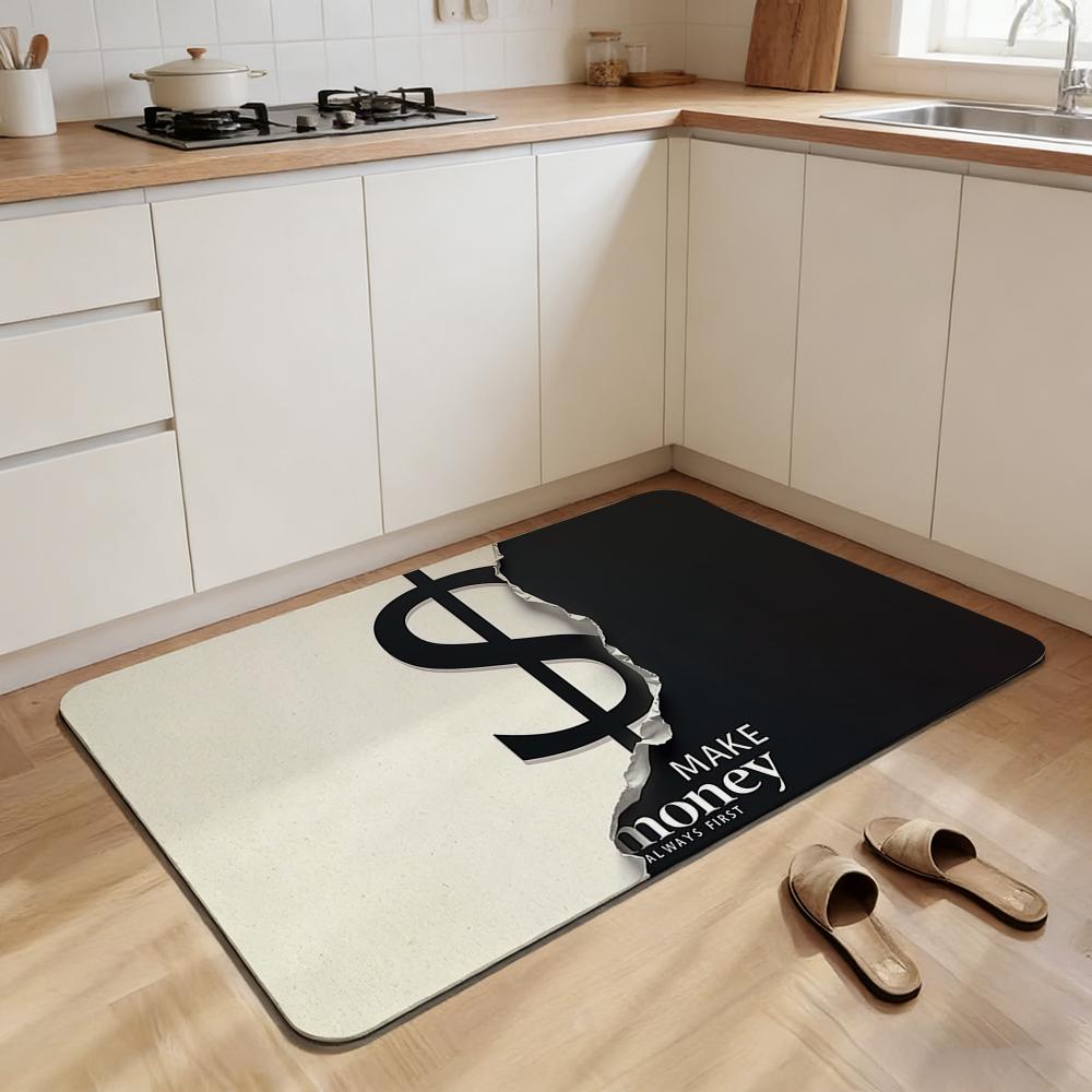 

Fashion U-USD Dollar Cash Floor Mat Non-slip Quick-dry Diatomaceous Earth Bath Mat, Absorbent Doormat 50cm x 80cm