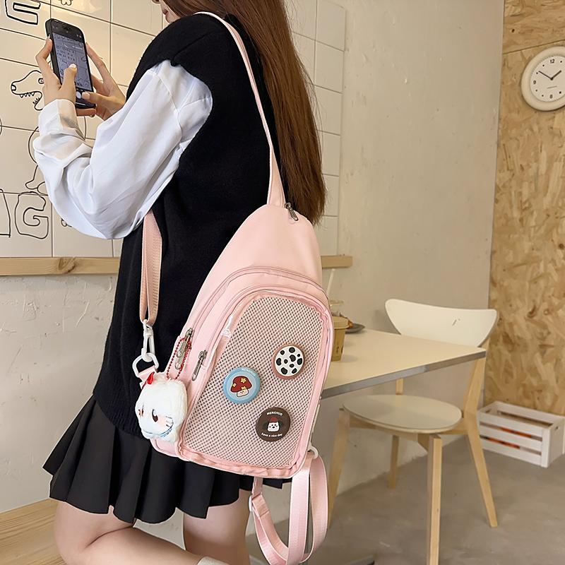 Women's Crossbody Bag Solid Color Chest Bag Student Class Shoulder Bag