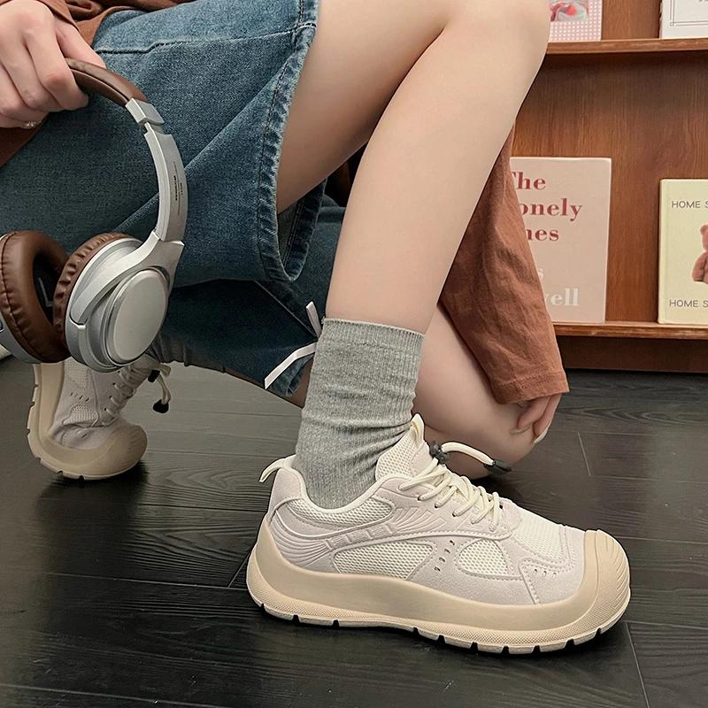 Ugly and Cute Big Toe Shoes 2024 New Autumn Thick Sole Height Increasing Retro Multifunctional Casual Sports Board Shoes