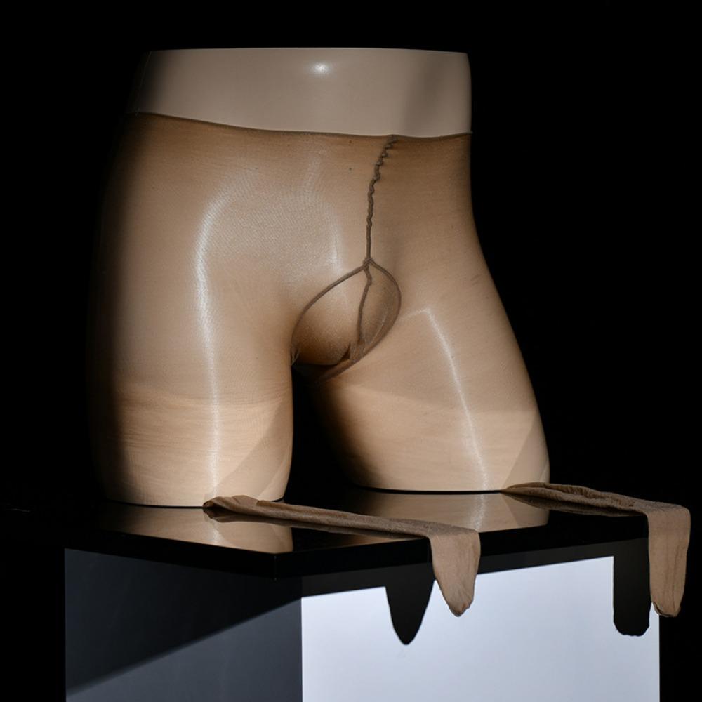 Qinghe 1D Ultra-thin Oily Stockings Men's Seamless Jj Set Sexy Transparent Pantyhose Without Waist Tendons Large Size 100kg