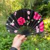 Flower Pattern Japanese Shell Folding Fan Shell Shape Chinese Style Fan Dance Fan  Home Decoration
