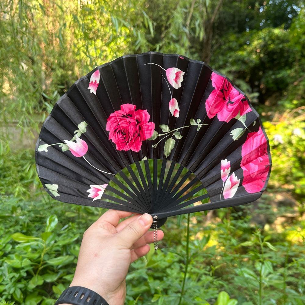 Flower Pattern Japanese Shell Folding Fan Shell Shape Chinese Style Fan Dance Fan  Home Decoration