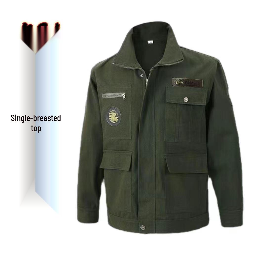 Spring & Autumn Men's Workwear Set: Anti-Scald, Wear & Dirt Resistant for Welding, Auto Repair, and Construction