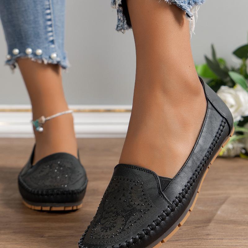 Fashion Women Flats Retro Loafers Ballet Pointed Toe Ladies Spring Comfort Non-slip Loafers Slip on Flat Shoe Plus Size 44 Zapatos Mujer