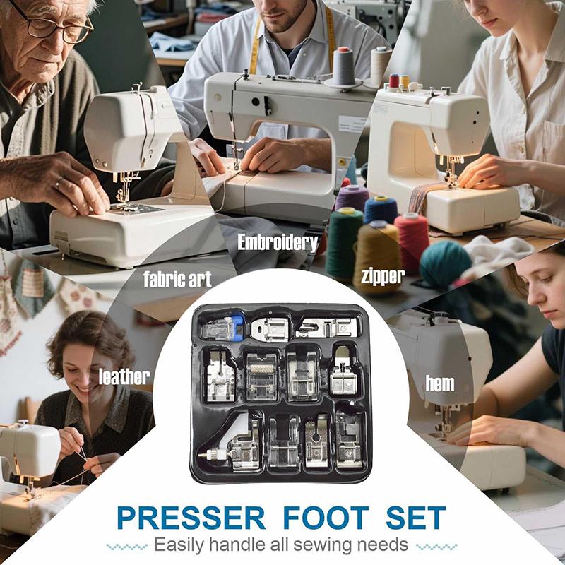 11Pcs/set Sewing Machine Presser Feet Kit, Rolled Hem Feet, Invisible Zipper Foot For Low Shank Sewing Machine