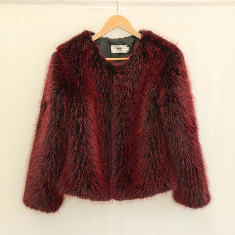 Fur Jacket Casual Autumn and Winter New Whole Leather Imitation Fox Hair Round Neck Short Jacket Thickened Large Size