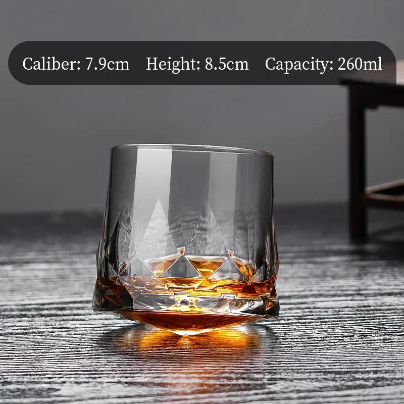 Creative Diamond Whiskey Glasses Tumbler Glass Cup Rotating Design Wine Glasses Whisky Shot Glass Bar Accessories 201-300ml