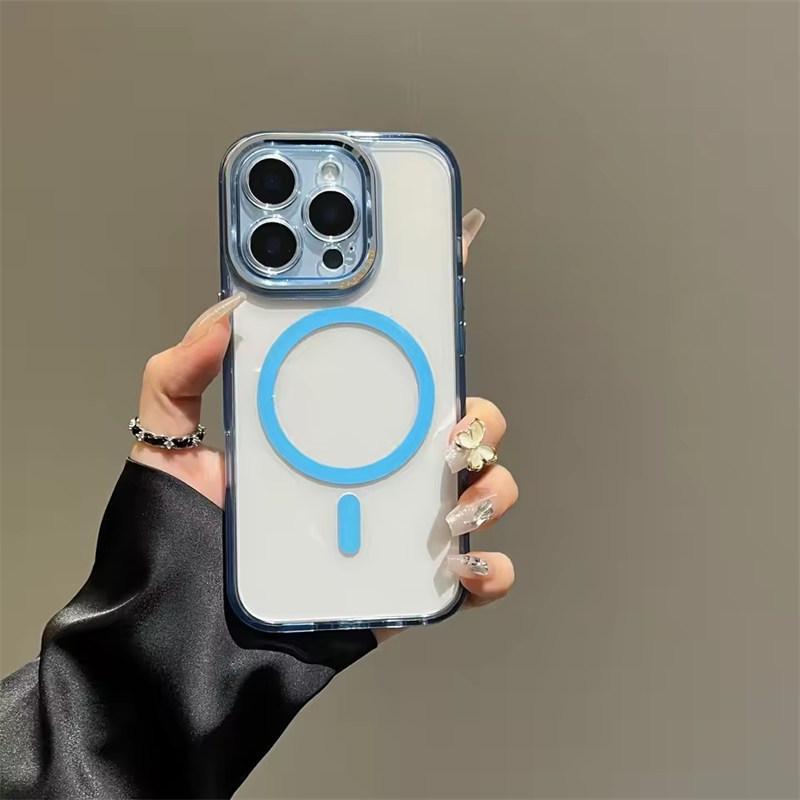 Transparente Hülle mit Acrylbeschichtung für Magsafe für iPhone 16 15 14 13 Pro Max Plus magnetische Abdeckung für kabelloses Laden Objektivschutz