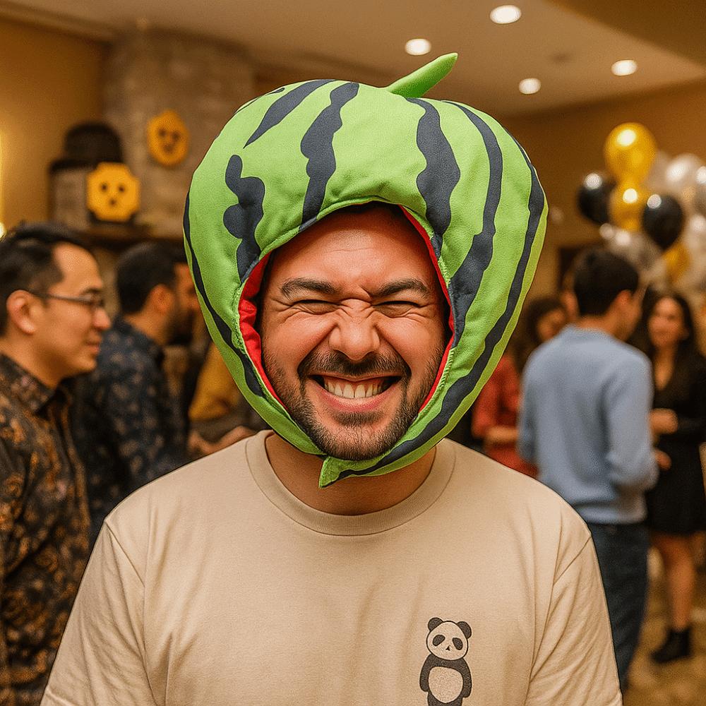 Cute Fashionable Watermelon Headgear Novelty Soft Watermelon Hat Funny Fiber Cotton Watermelon Headdress Cosplay