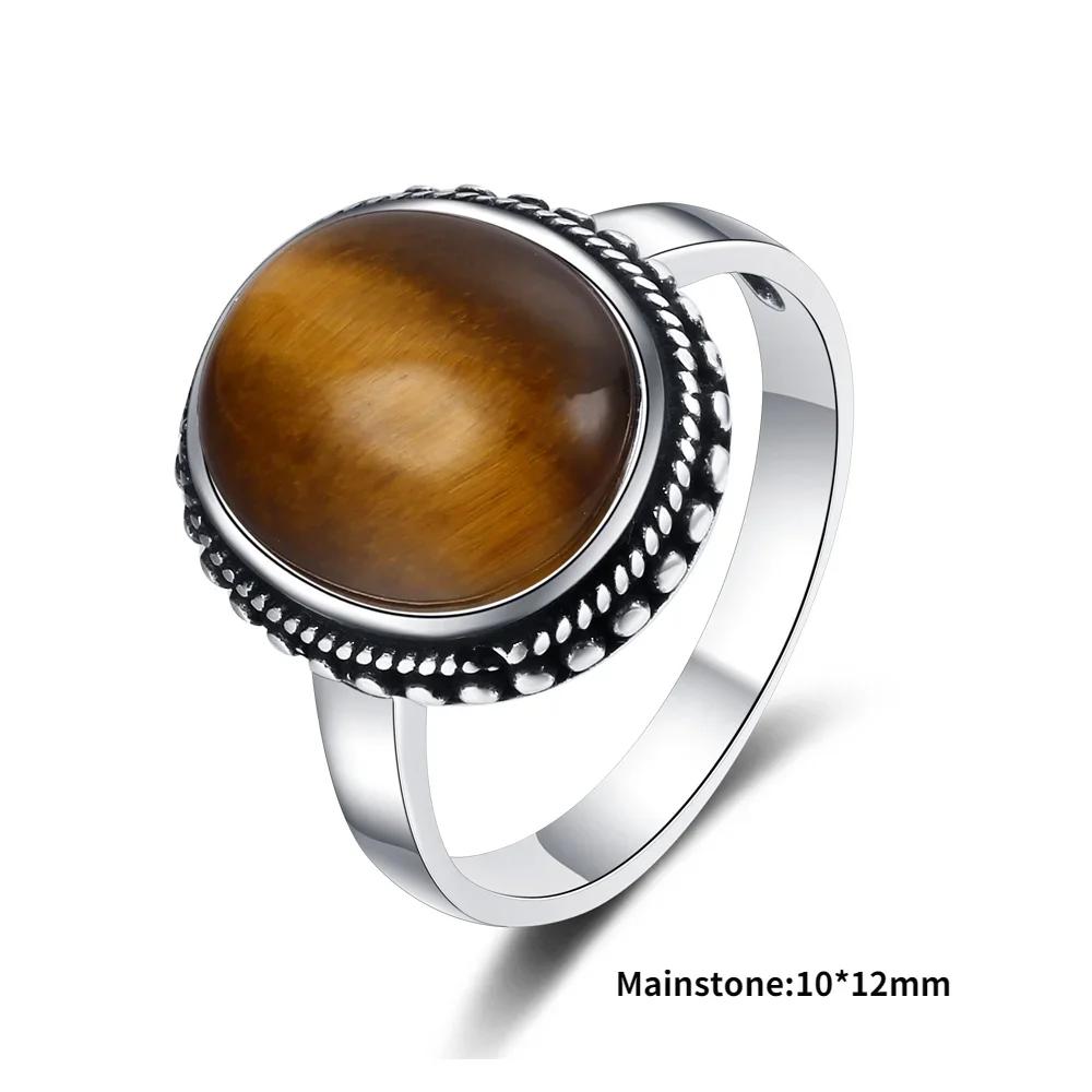 High Quality Natural Tiger Eye Rings S Silver  Ring for Women Gifts Vintage Fine Wedding Party Ring Wholesale
