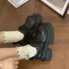 Fashion Thick Bottom British Style Leather Women's Pumps Lace Up Thick Soled Loafers Retro High Heels Mary Janes Fashion Heeled Shoes