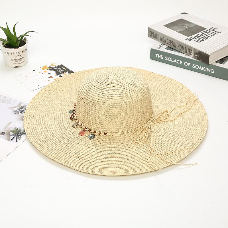 Spring and Summer Seaside Sunscreen Straw Hat Adjustable Beach Hat Children's Big Edge Sunshade Vacation Travel Sun Hat