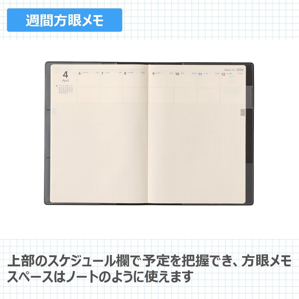 NOLTY April 9669 Planner, 2026, Start, A5, Weekly, Ecrit, Memo, Black,