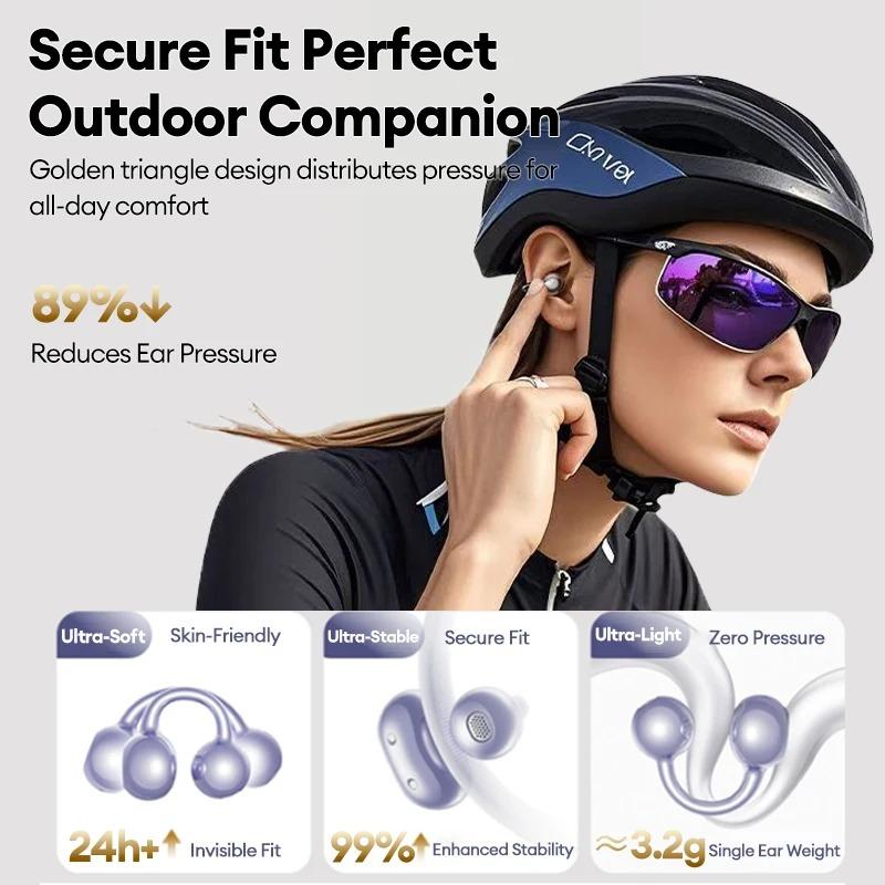 Original Lenovo LK6 Wireless Bluetooth 5.4 Ear Clip Headphone HIFI Sound Quality ENC Noise Reduction Earphones Long Endurance Earsets