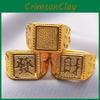 Fashionable Vintage Square Men's Ring Brass Gold Plated Adjustable Finger Jewelry