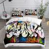 Graffiti Rainbow Friends Cartoon Duvet Cover UK Single Double King US Twin Full Queen Size Bed Linen Set
