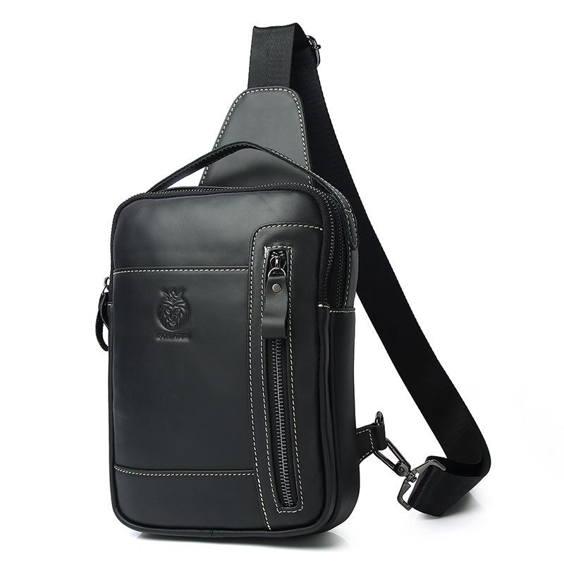Men's Genuine Leather Single-shoulder Crossbody Bag, Genuine Leather Retro Front Shoulder Bag