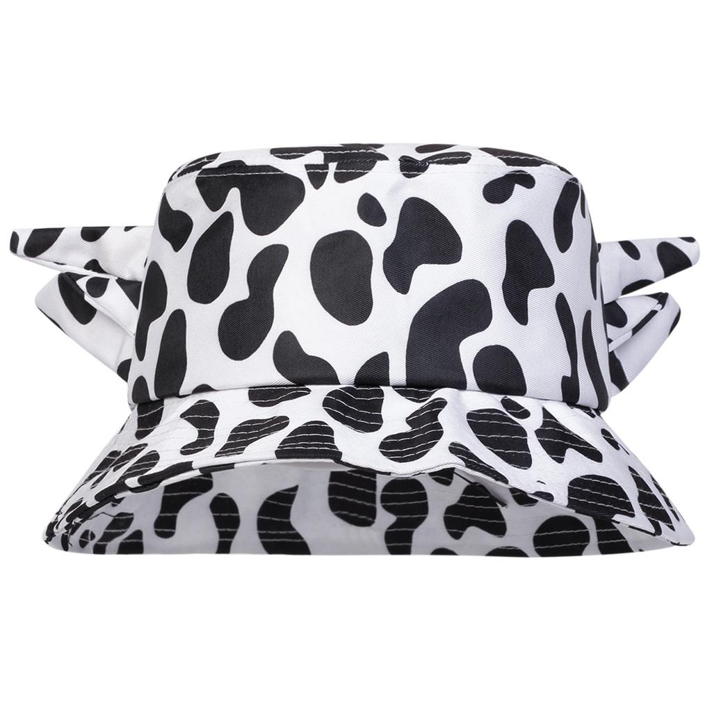 Horn Bucket Hat Korean Version Versatile Fashion Cute Cow Pattern Student Pot Hat