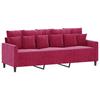 Vidaxl Sofa 3-Osobowa, Winna Czerwień, 180 Cm, Obita Aksamitem