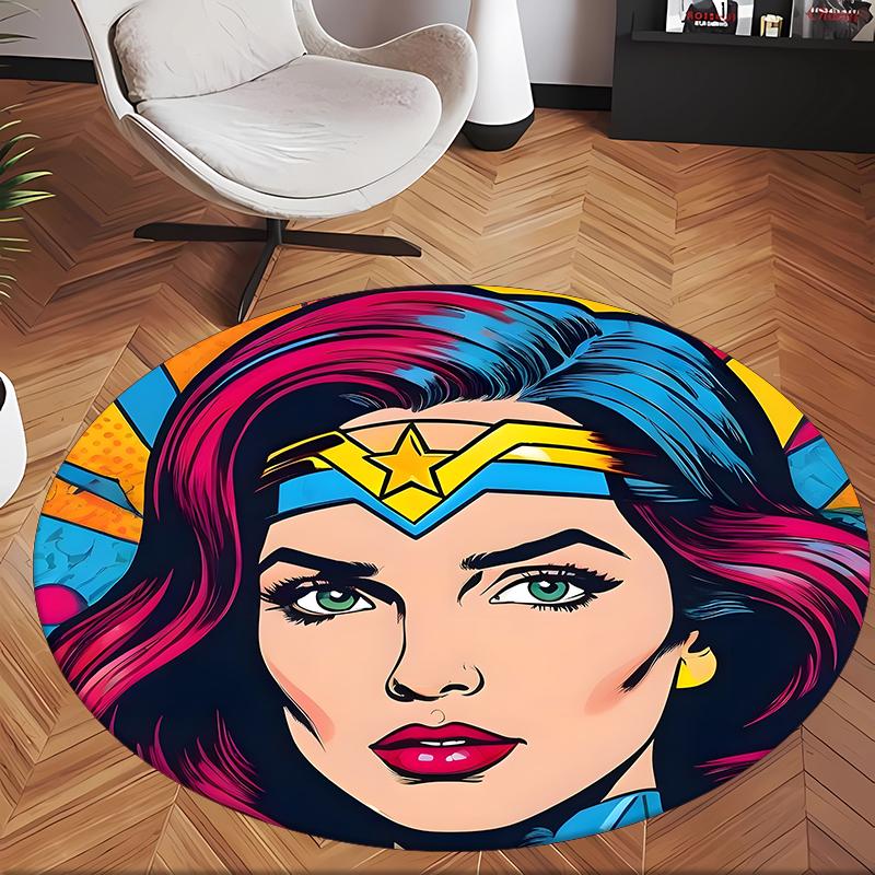 Wonder Woman (1) Round Office Rug Decorative Floor Rug for Office Bedroom Living Room and Home Space