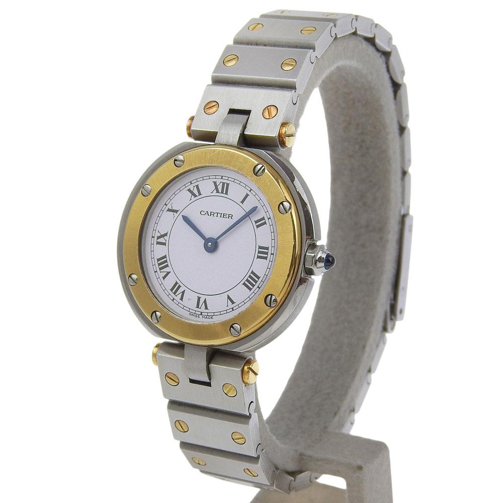Cartier Santos Round SM Watches 84038288 Cal.81 whiteDial Stainless Steel/YG Quartz Analog Display Women Used
