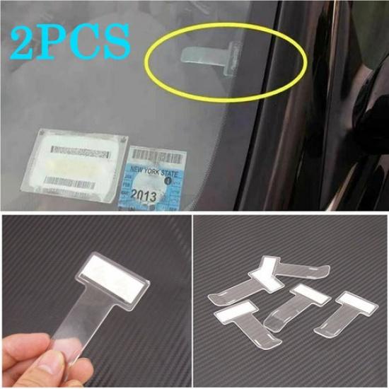 2Pcs Car Vehicle Parking Ticket Permit Card Holder Sticker Clip For Windscreen