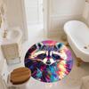 Colorful Raccoon,Round Area Rug,Carpet Rug for Living Room Bedroom Sofa Playroom Decor,Non-slip Floor Mat