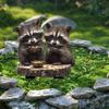 Charming Raccoon Pair acrylic pile for flower pots and landscape. Bohemian-style outdoor art.