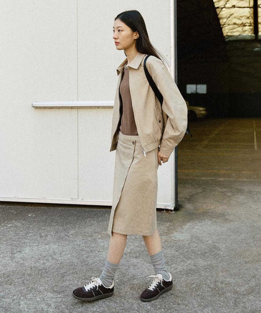 Artid Wrap Pocket Midi Skirt_Beige