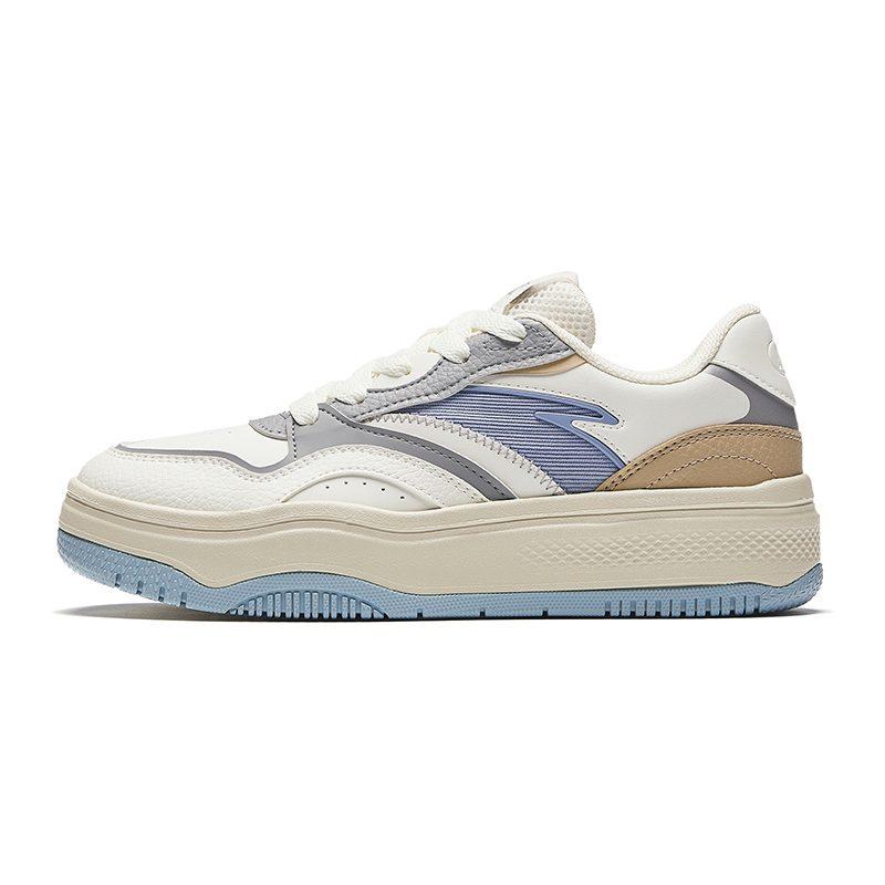 Anta Streetwear Collection Slip Resistant Abrasion Resistant Low Top Skateboard Shoes Women's White Gray Blue 922448077-3