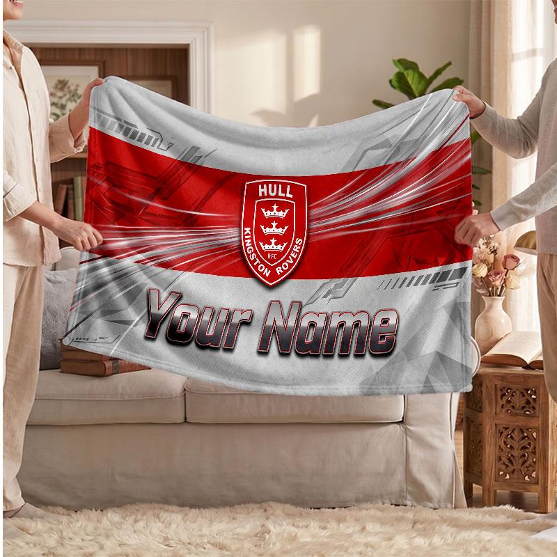 Hull KR Flannel Blanket, Custom Name Text Personalized Soft Throw Blanket Home Decor Gift