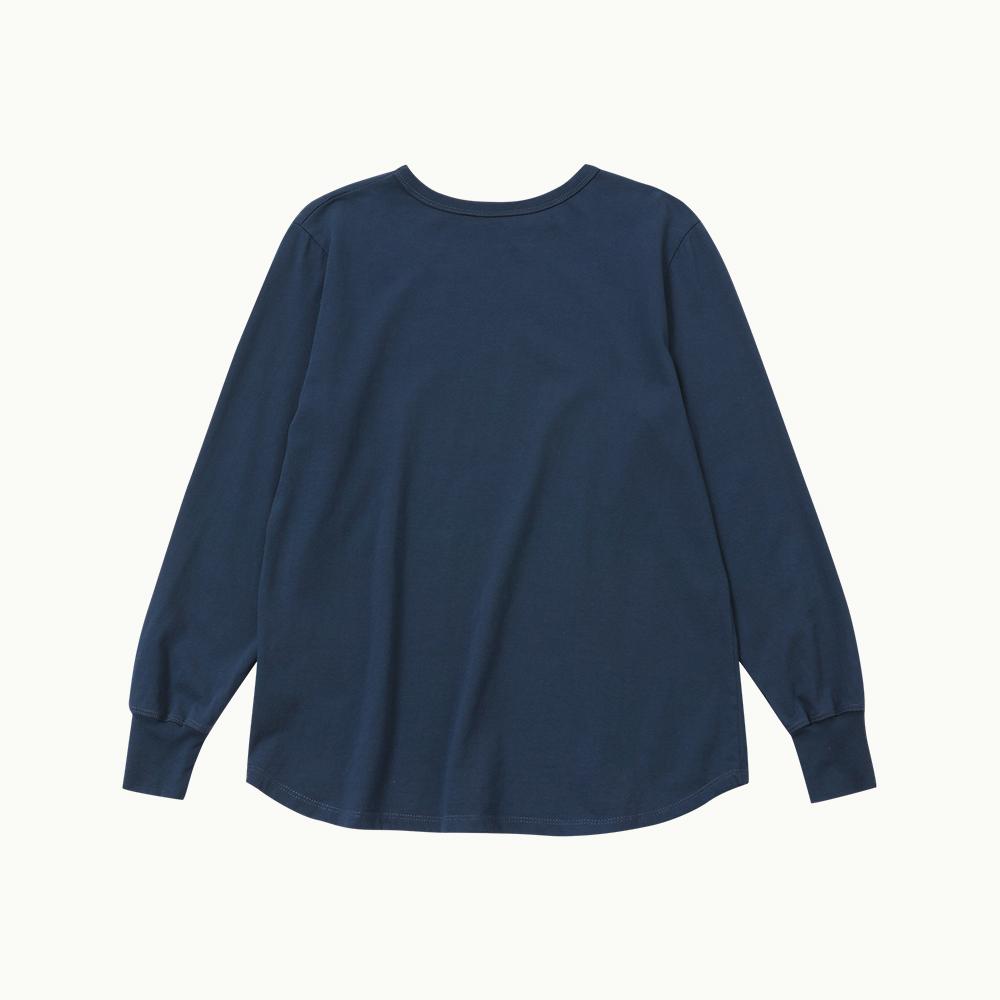 CHIQUITA Ribbed Sleeve T-Shirt (Cotton) Navy 241602Snv