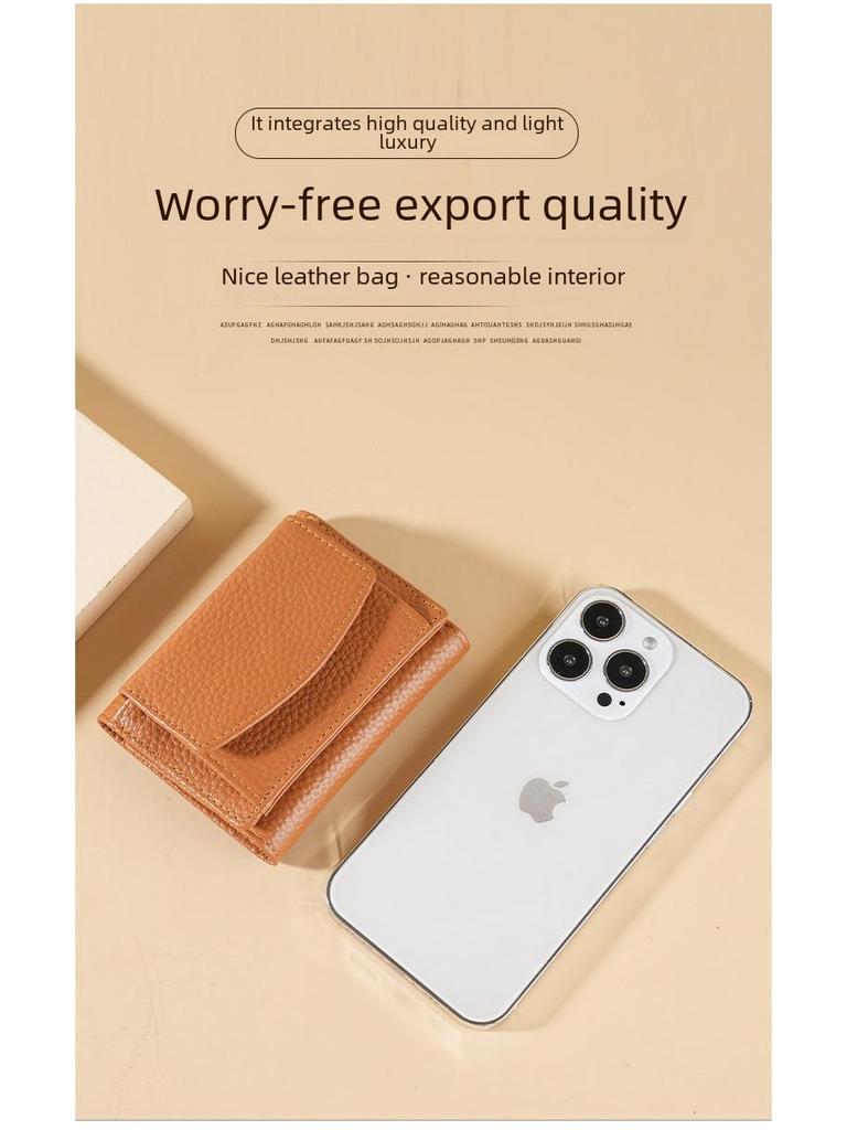 Japon Tarzı Kadın İnek Derisi Cüzdan - Kısa Deri Bozuk Para Kesesi