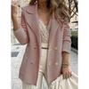 DICIFY Women's Vintage Casual Solid Color Print Autumn Winter Long Sleeve POLO Neck Jackets & Coats