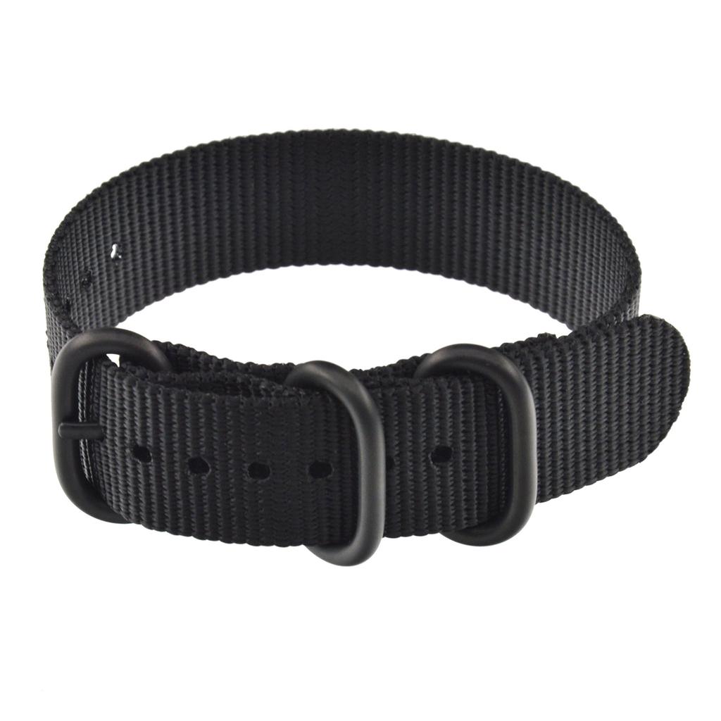 21mm Schwarzes Dickes Nylon Typ Uhrenarmband Ersatzband mit Mattierter Schnalle